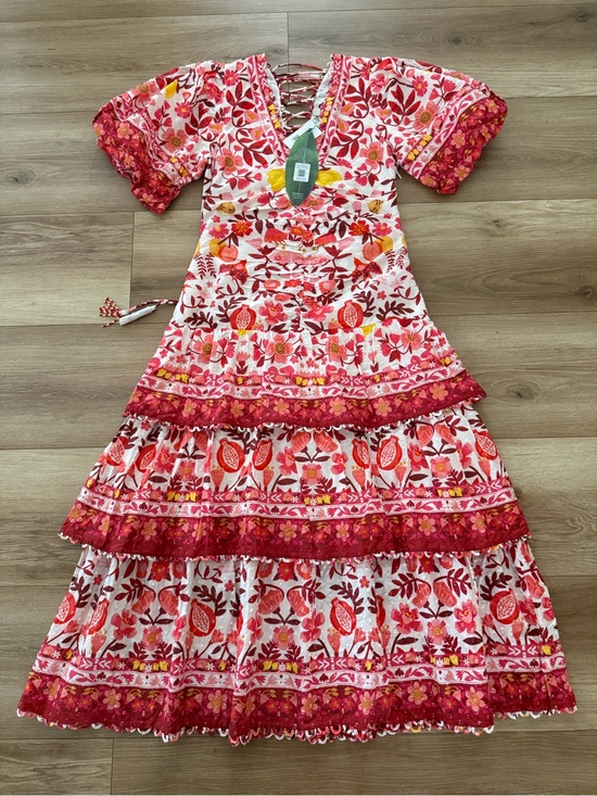 FARM Rio Dresses & Skirts - FARM RIO ROMANTIC ORCHARD OFF WHITE MIDI DRESS M